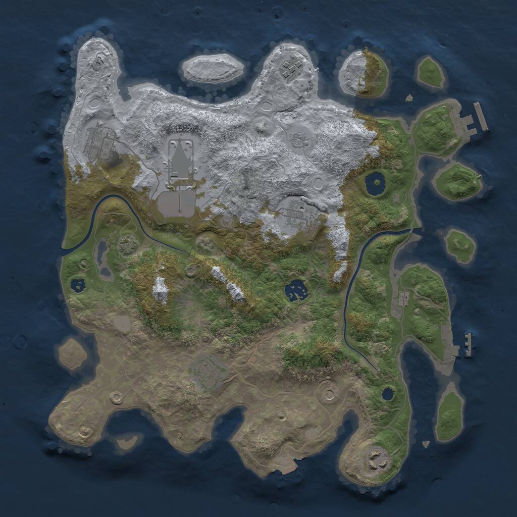 Rust Map: Procedural Map, Size: 3500, Seed: 4177442, 13 Monuments