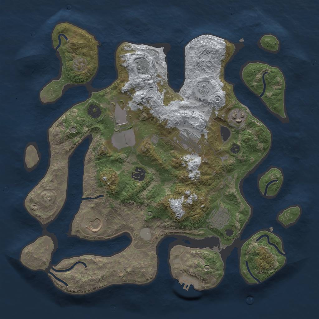 Rust Map: Procedural Map, Size: 3500, Seed: 3735503, 14 Monuments