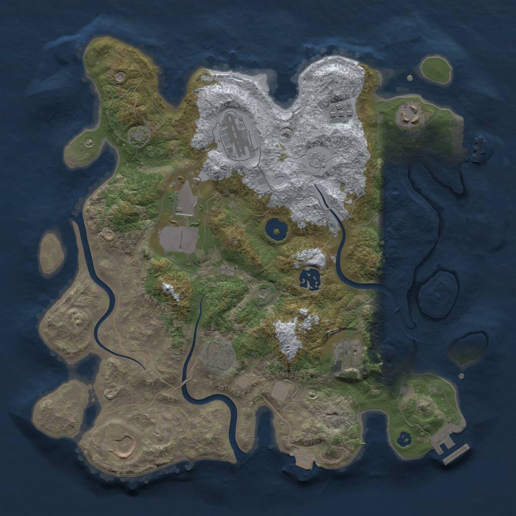 Rust Map: Procedural Map, Size: 3500, Seed: 3735503, 14 Monuments