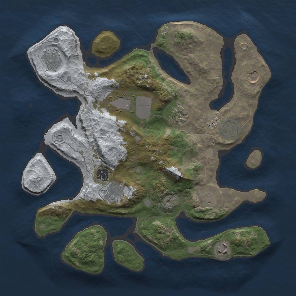 Rust Map: Barren, Size: 3500, Seed: 5620337, 13 Monuments