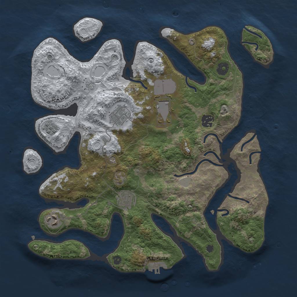 Rust Map: Procedural Map, Size: 3500, Seed: 2428029, 14 Monuments