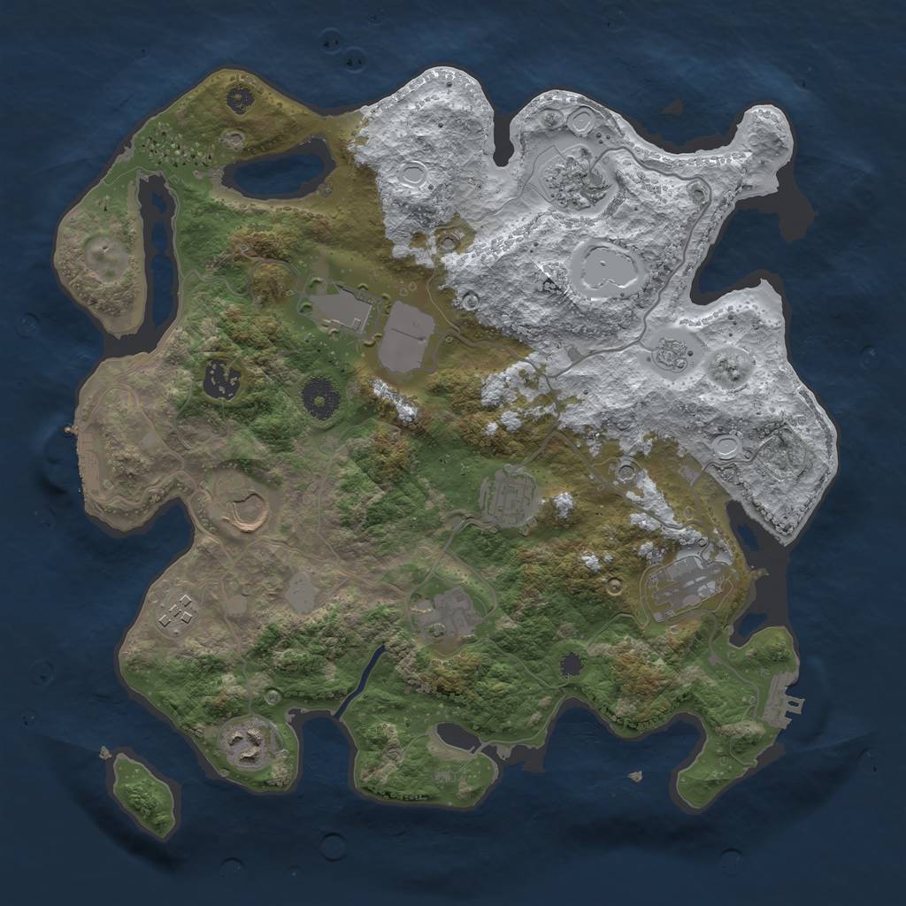 Rust Map: Procedural Map, Size: 3500, Seed: 4975644, 18 Monuments