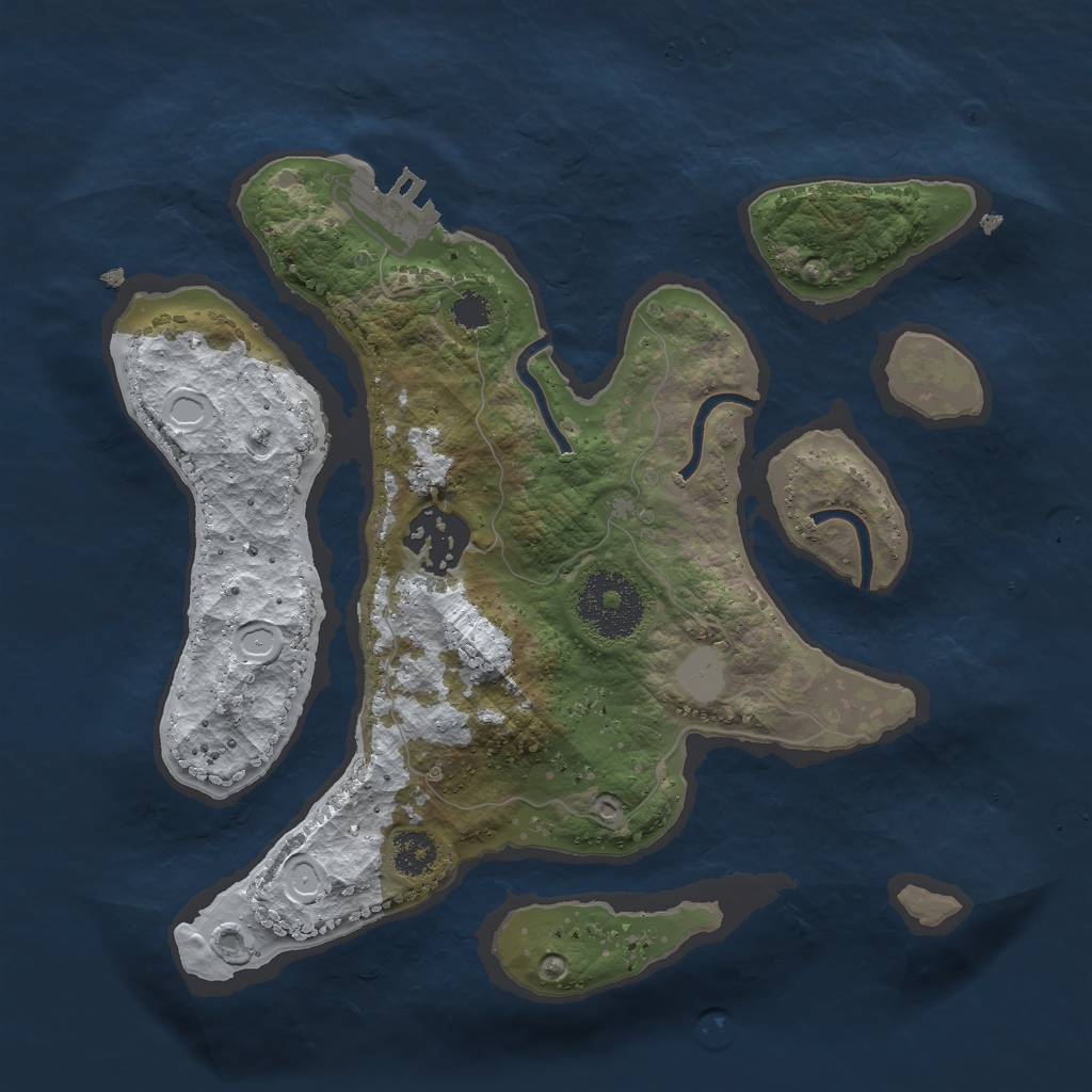 Rust Map: Procedural Map, Size: 2500, Seed: 396936573, 7 Monuments