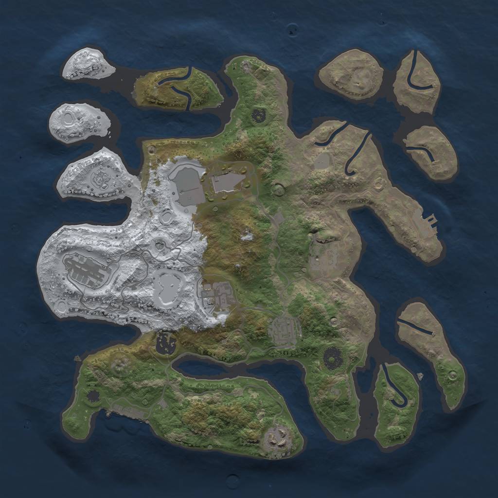 Rust Map: Procedural Map, Size: 3500, Seed: 341792, 16 Monuments