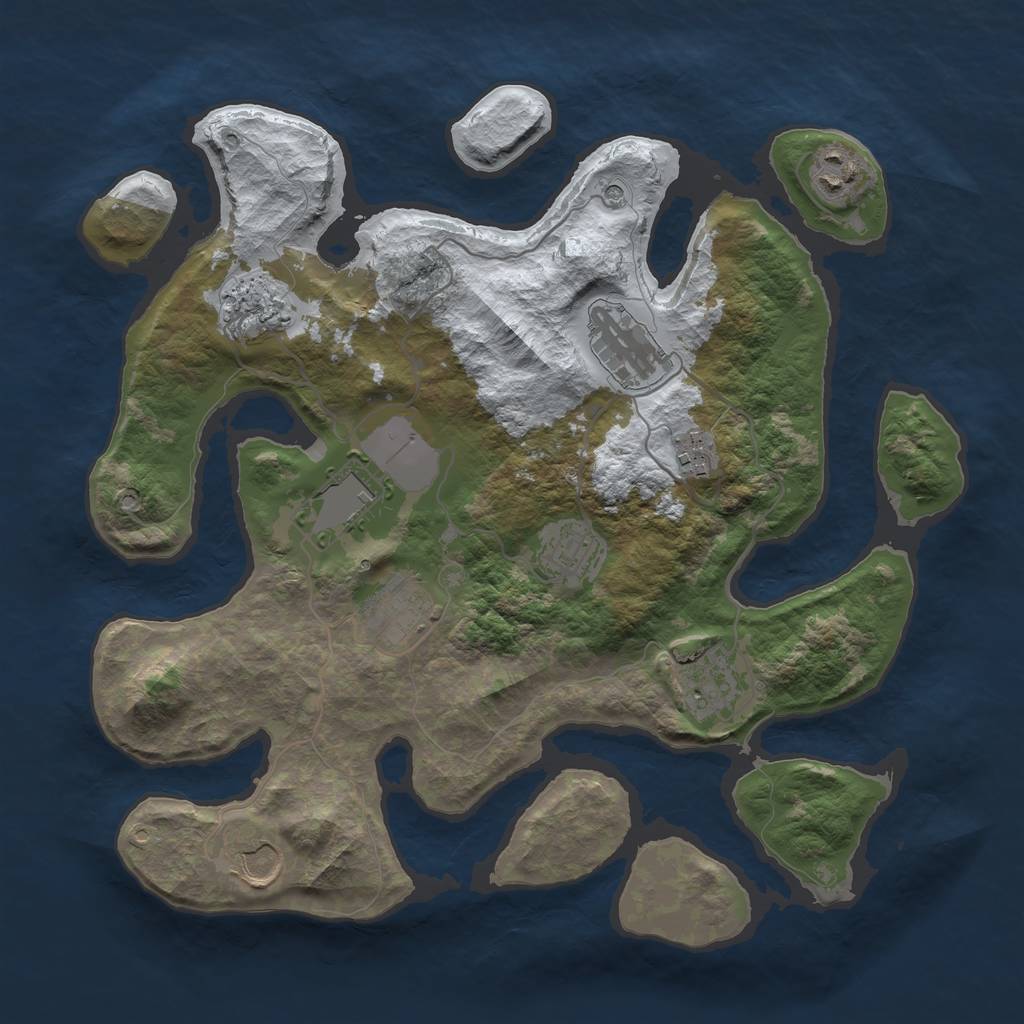 Rust Map: Barren, Size: 3500, Seed: 1927151, 12 Monuments