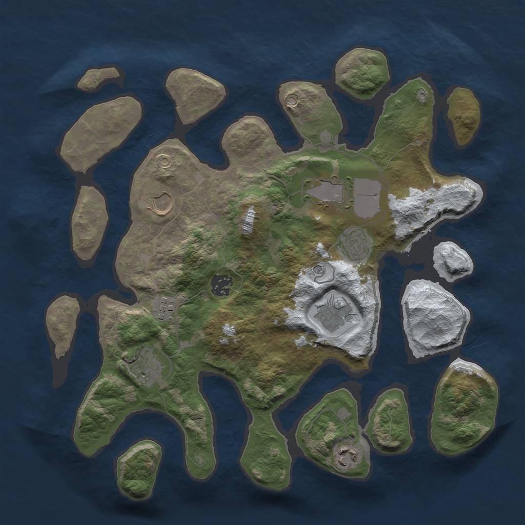 Rust Map: Barren, Size: 3500, Seed: 1265711, 11 Monuments