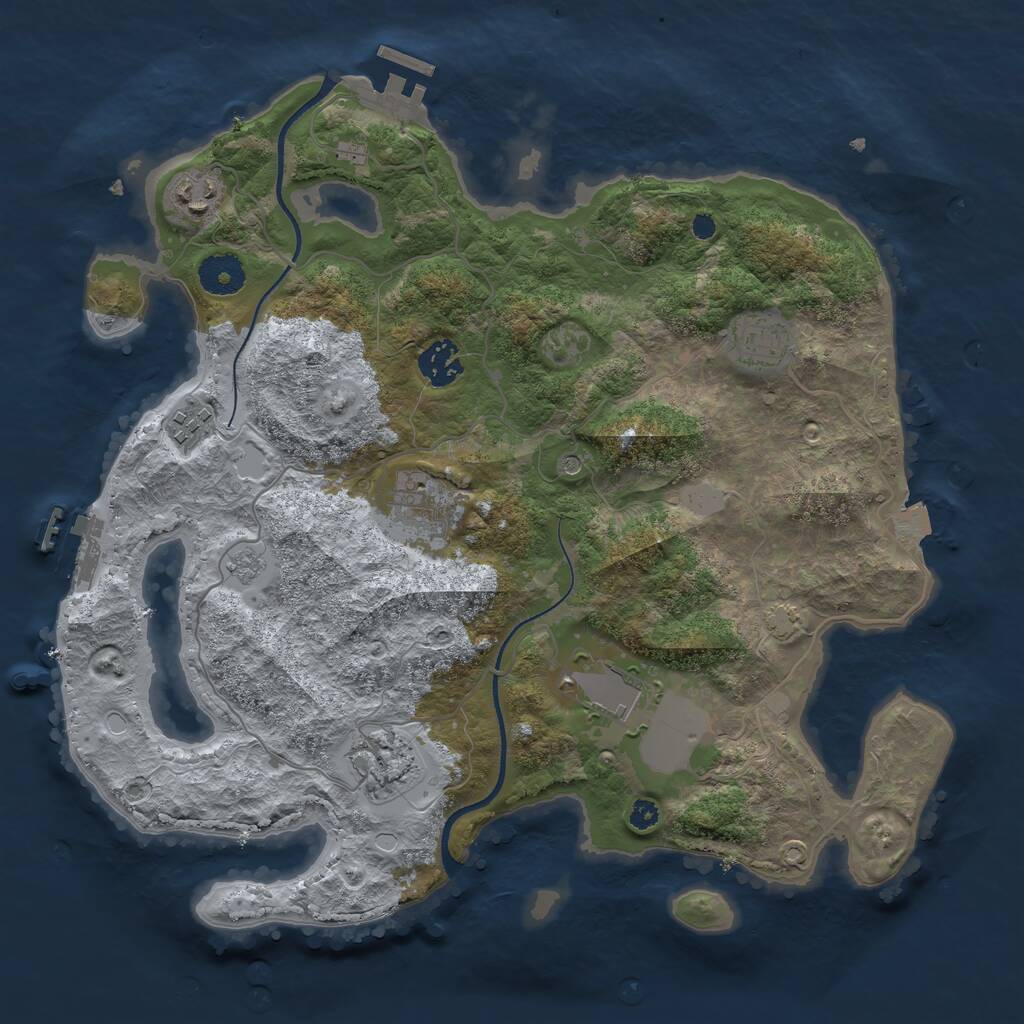 Rust Map: Procedural Map, Size: 3500, Seed: 2726623, 13 Monuments