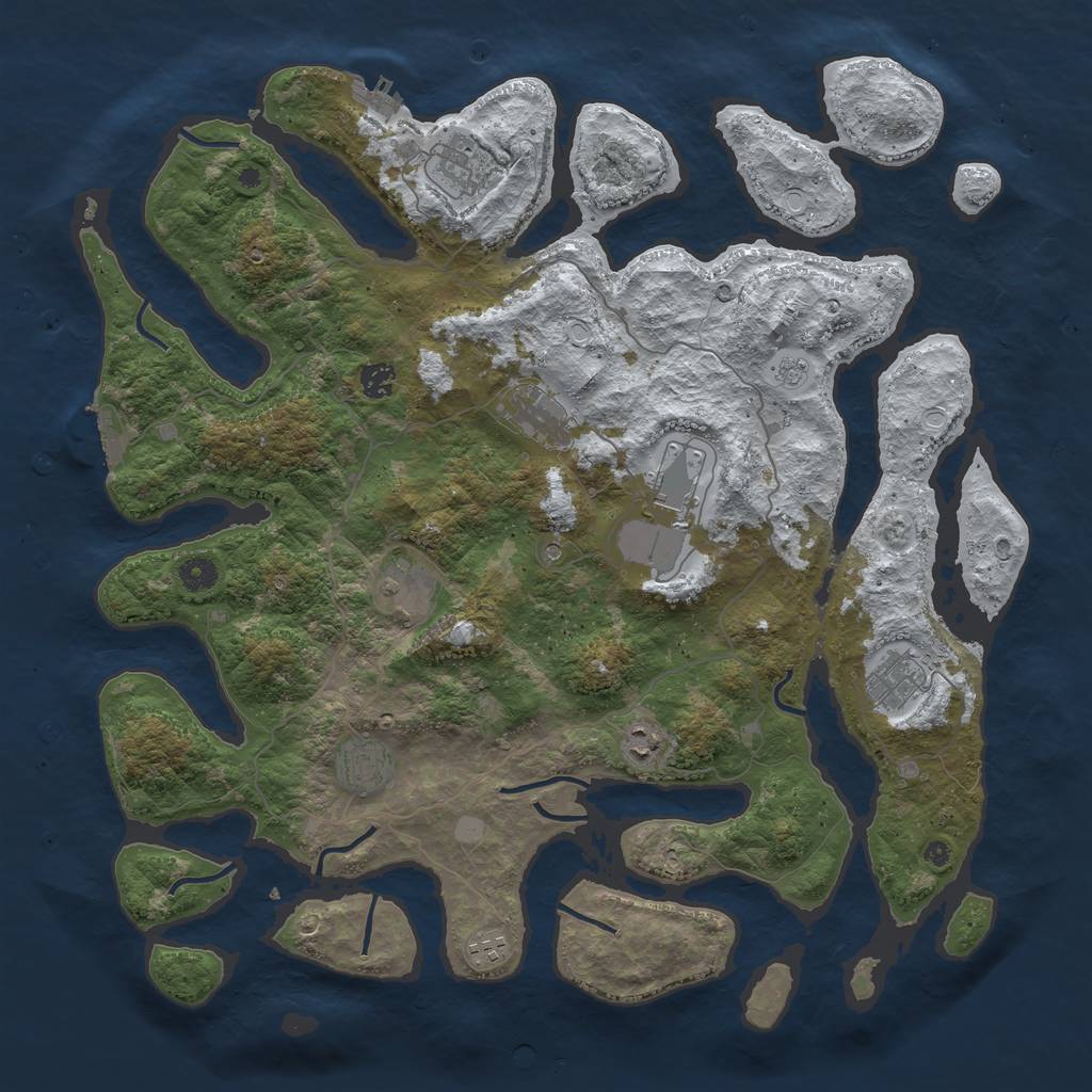 Rust Map: Procedural Map, Size: 4500, Seed: 643437870, 18 Monuments