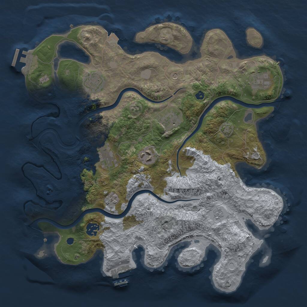 Rust Map: Procedural Map, Size: 3500, Seed: 4764730, 13 Monuments