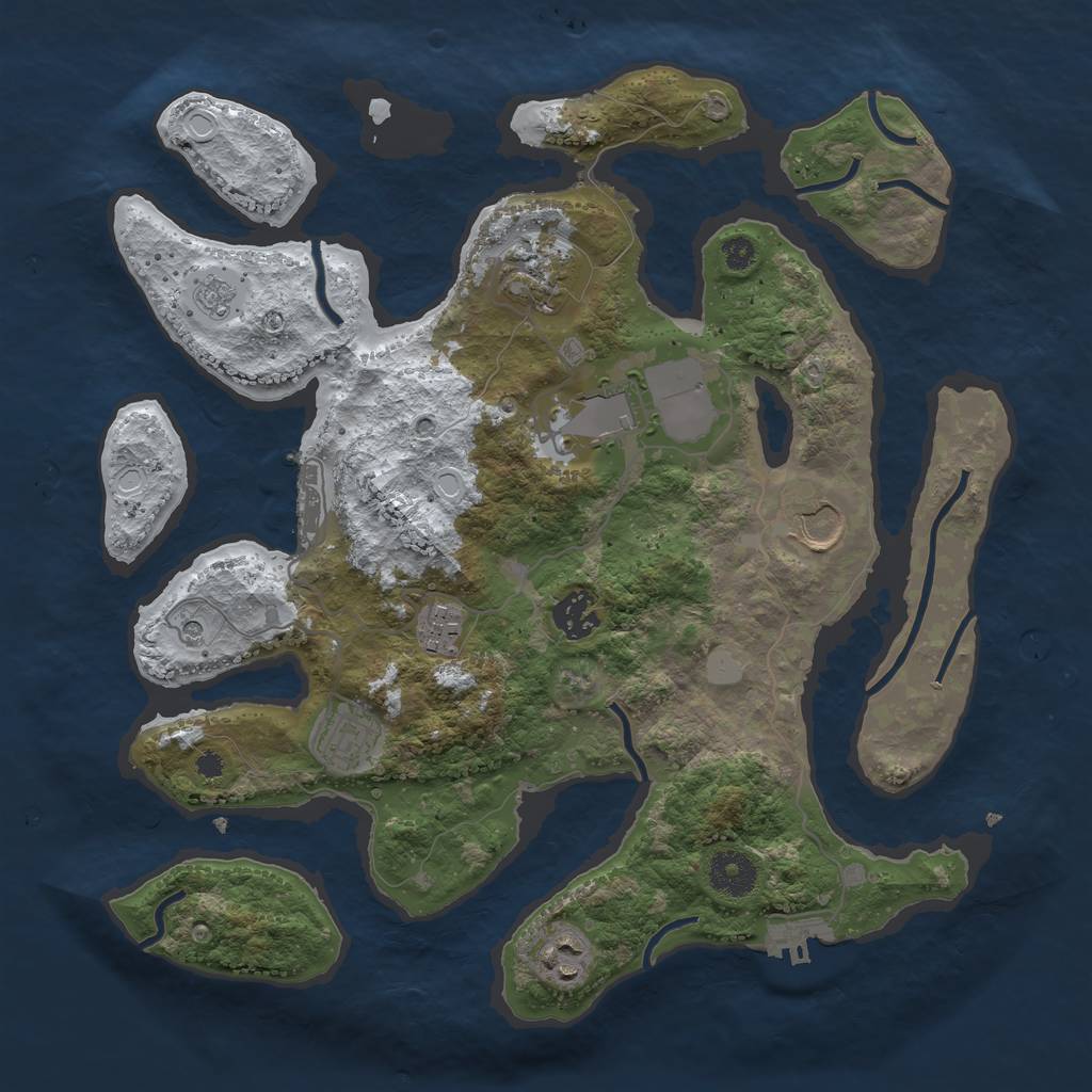 Rust Map: Procedural Map, Size: 3500, Seed: 4342416, 16 Monuments
