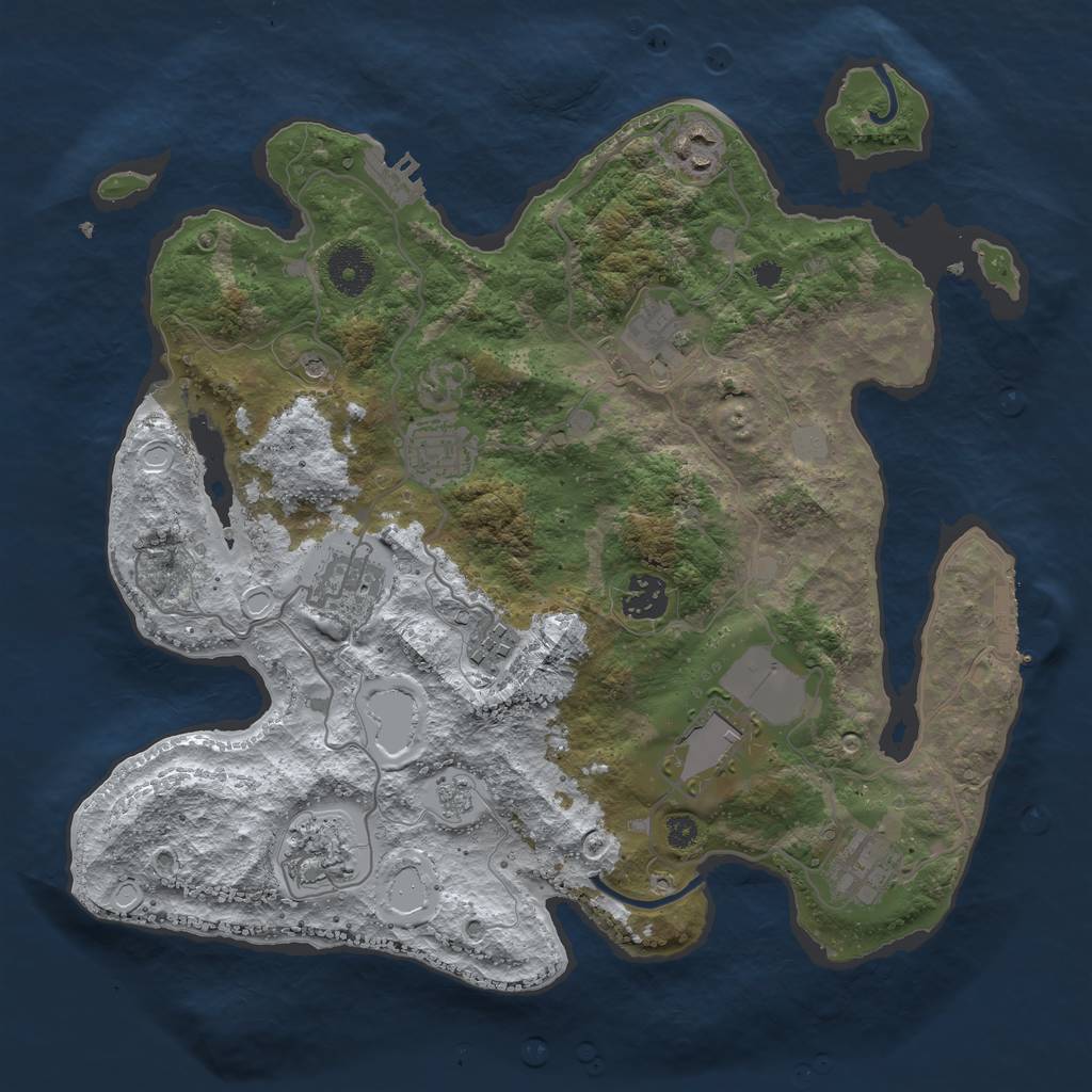 Rust Map: Procedural Map, Size: 3500, Seed: 1532824, 18 Monuments