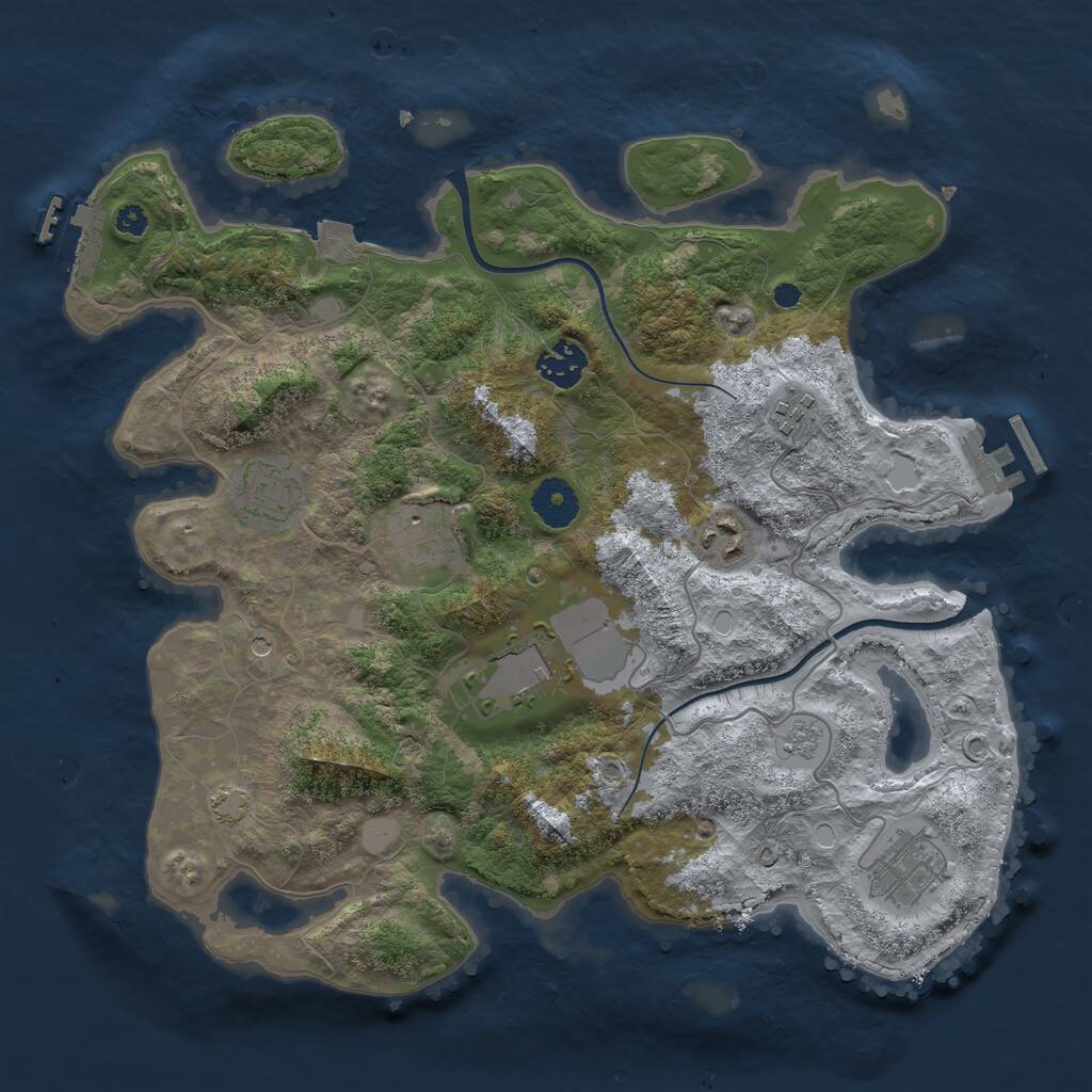 Rust Map: Procedural Map, Size: 3500, Seed: 591814, 13 Monuments