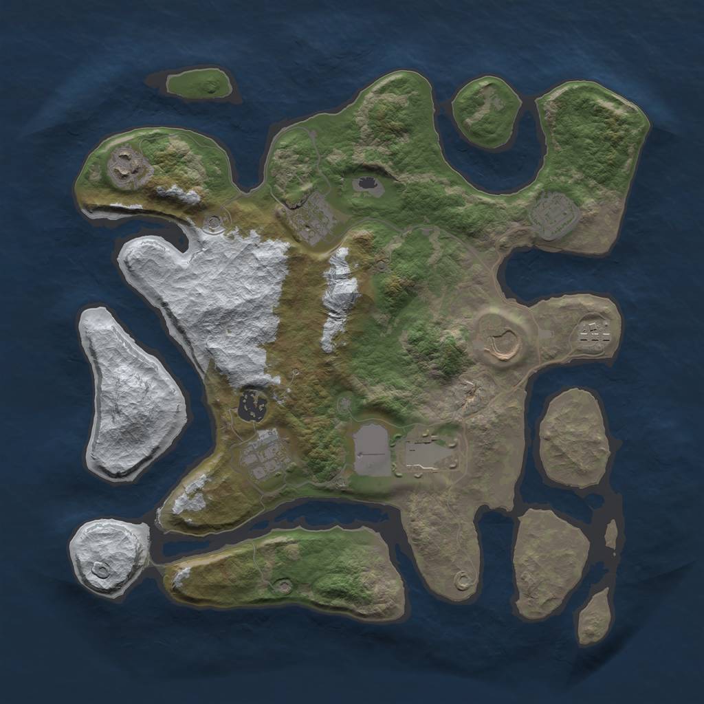 Rust Map: Barren, Size: 3500, Seed: 2465096, 11 Monuments