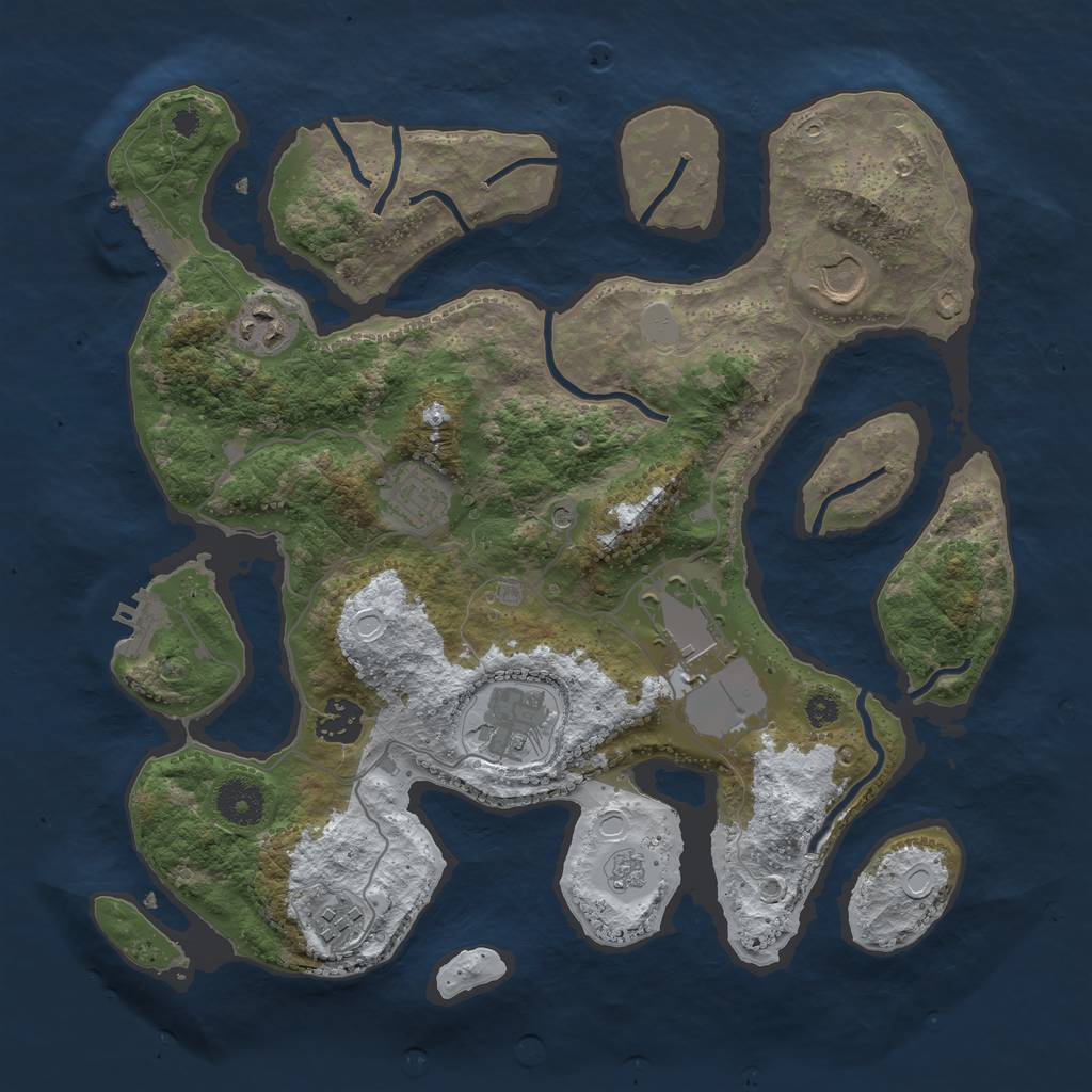 Rust Map: Procedural Map, Size: 3500, Seed: 6069955, 16 Monuments