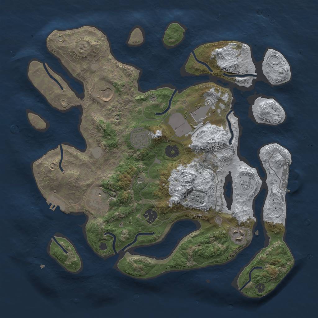 Rust Map: Procedural Map, Size: 3500, Seed: 3777062, 16 Monuments