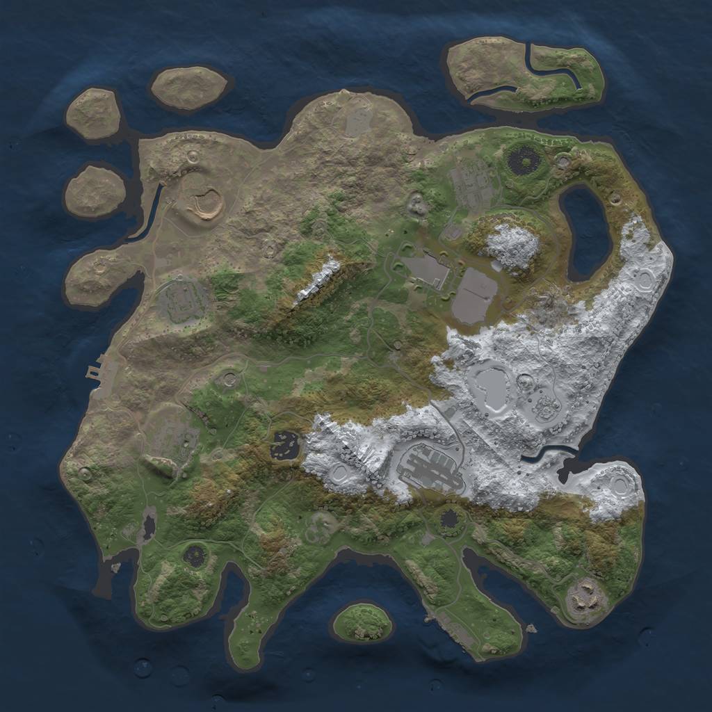 Rust Map: Procedural Map, Size: 3500, Seed: 4205371, 17 Monuments