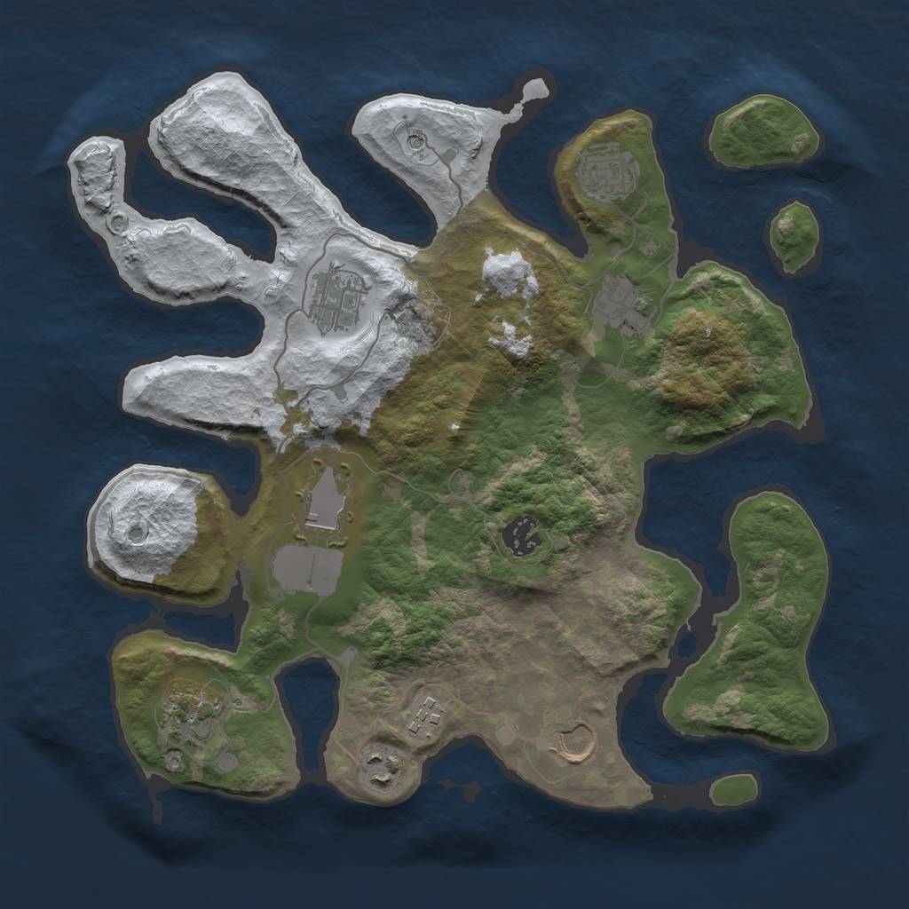 Rust Map: Barren, Size: 3500, Seed: 2003234, 12 Monuments