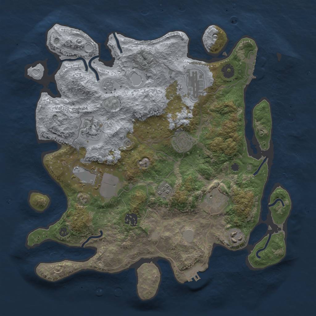 Rust Map: Procedural Map, Size: 3500, Seed: 6213653, 17 Monuments