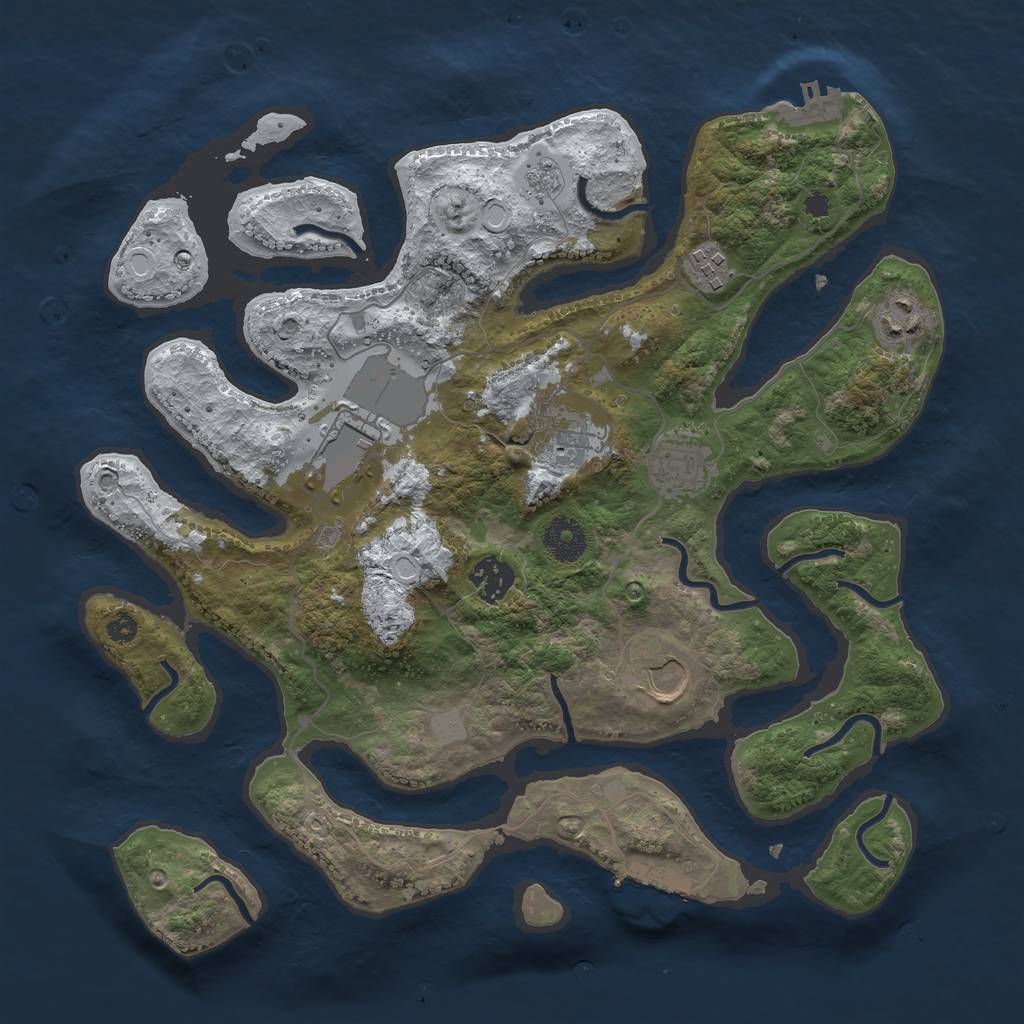 Rust Map: Procedural Map, Size: 3500, Seed: 2024827, 15 Monuments