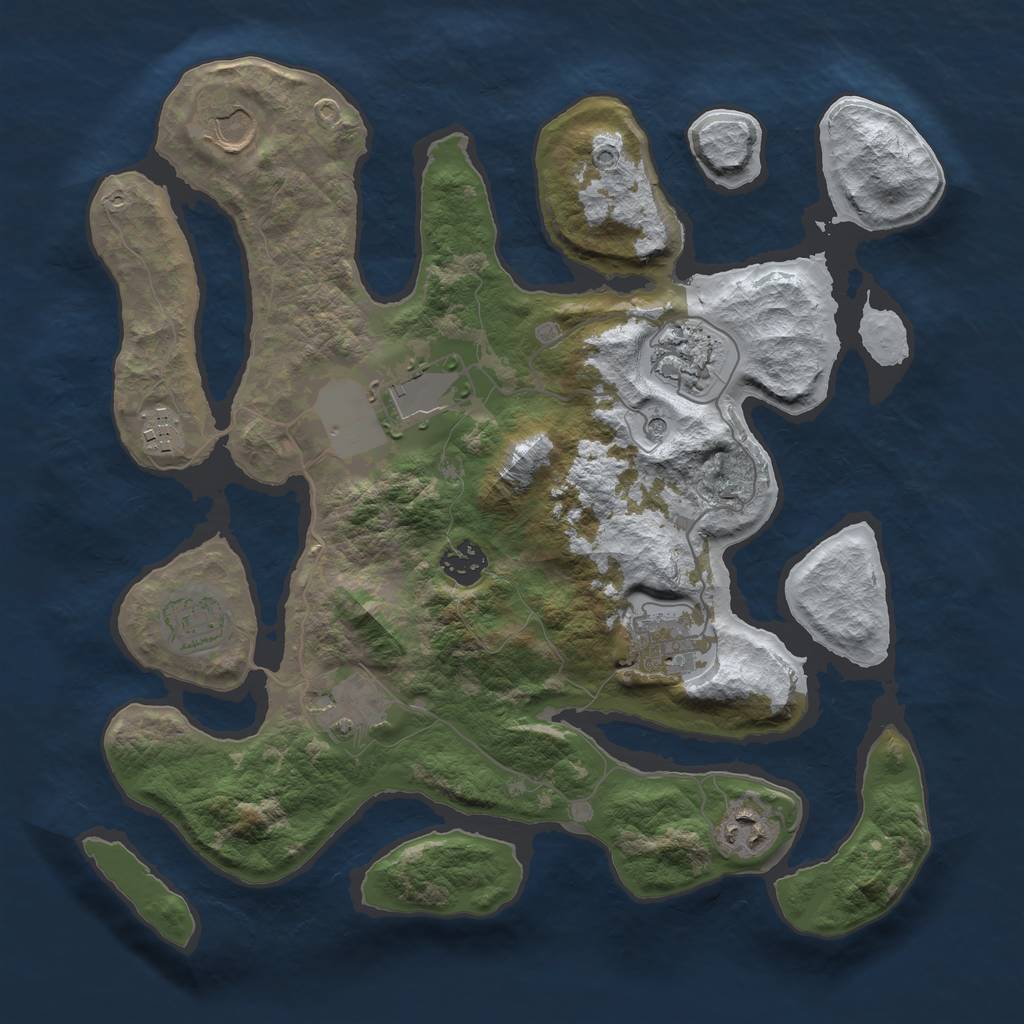 Rust Map: Barren, Size: 3500, Seed: 4178556, 12 Monuments