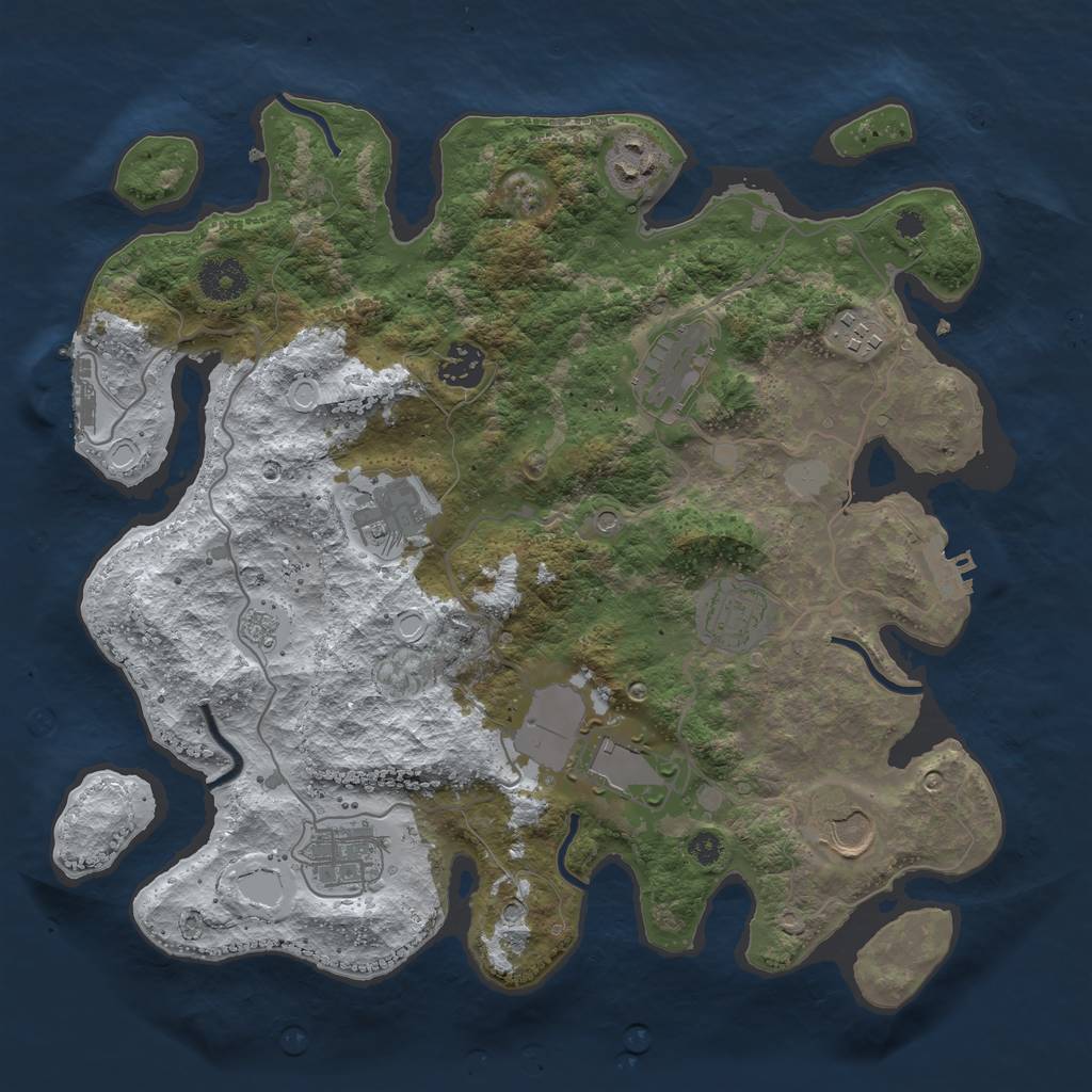 Rust Map: Procedural Map, Size: 3500, Seed: 3853278, 18 Monuments