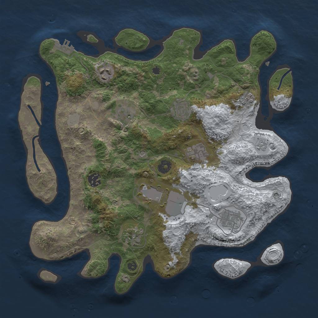 Rust Map: Procedural Map, Size: 3500, Seed: 662859, 17 Monuments