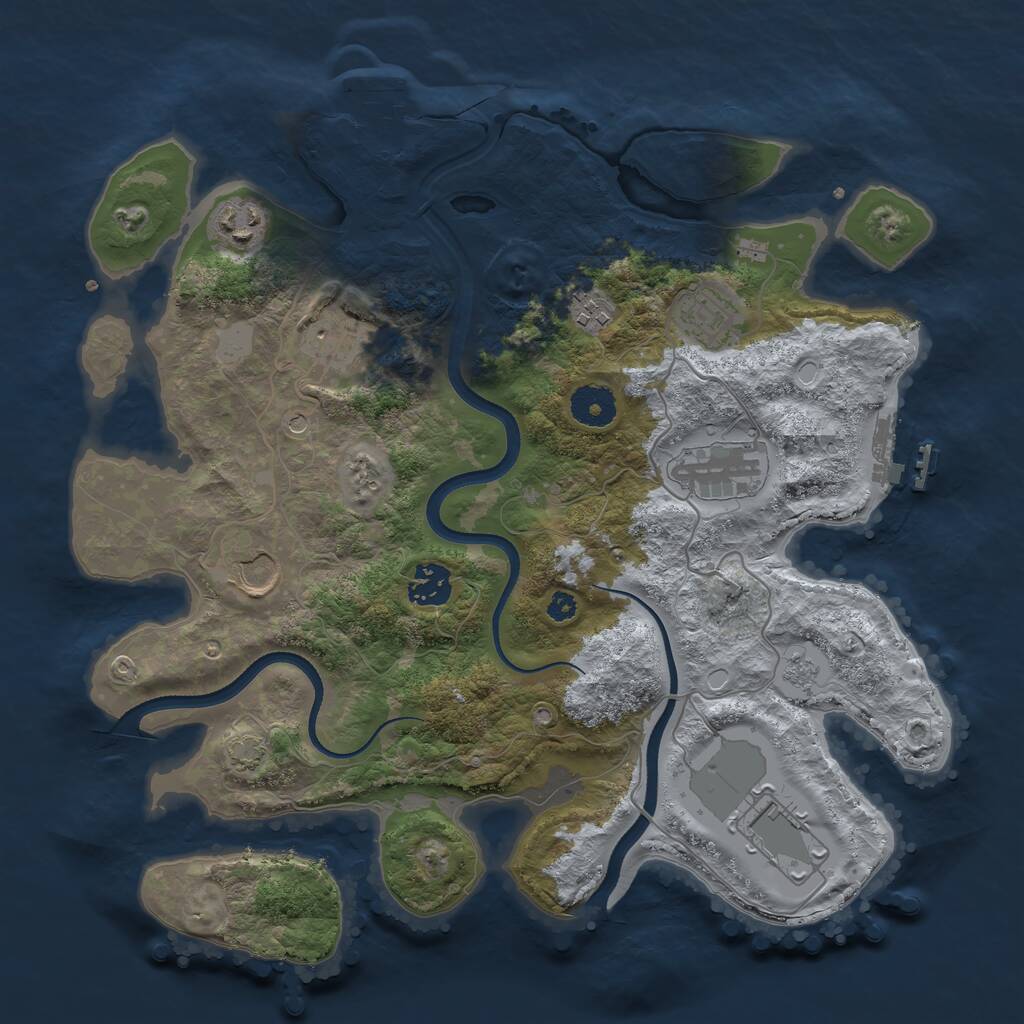 Rust Map: Procedural Map, Size: 3500, Seed: 1697363, 14 Monuments