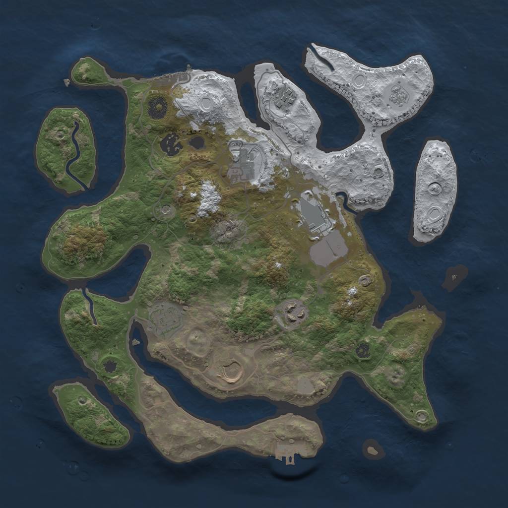 Rust Map: Procedural Map, Size: 3500, Seed: 3162942, 16 Monuments
