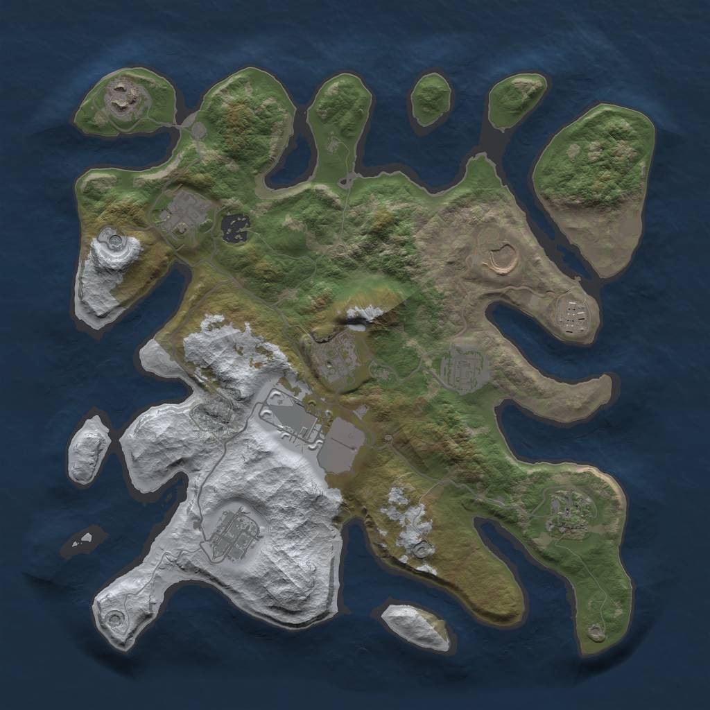 Rust Map: Barren, Size: 3500, Seed: 4709803, 13 Monuments