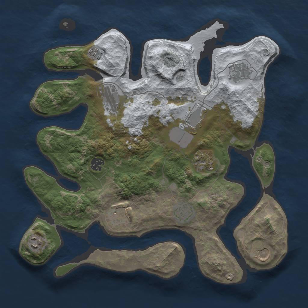 Rust Map: Barren, Size: 3500, Seed: 3181618, 13 Monuments