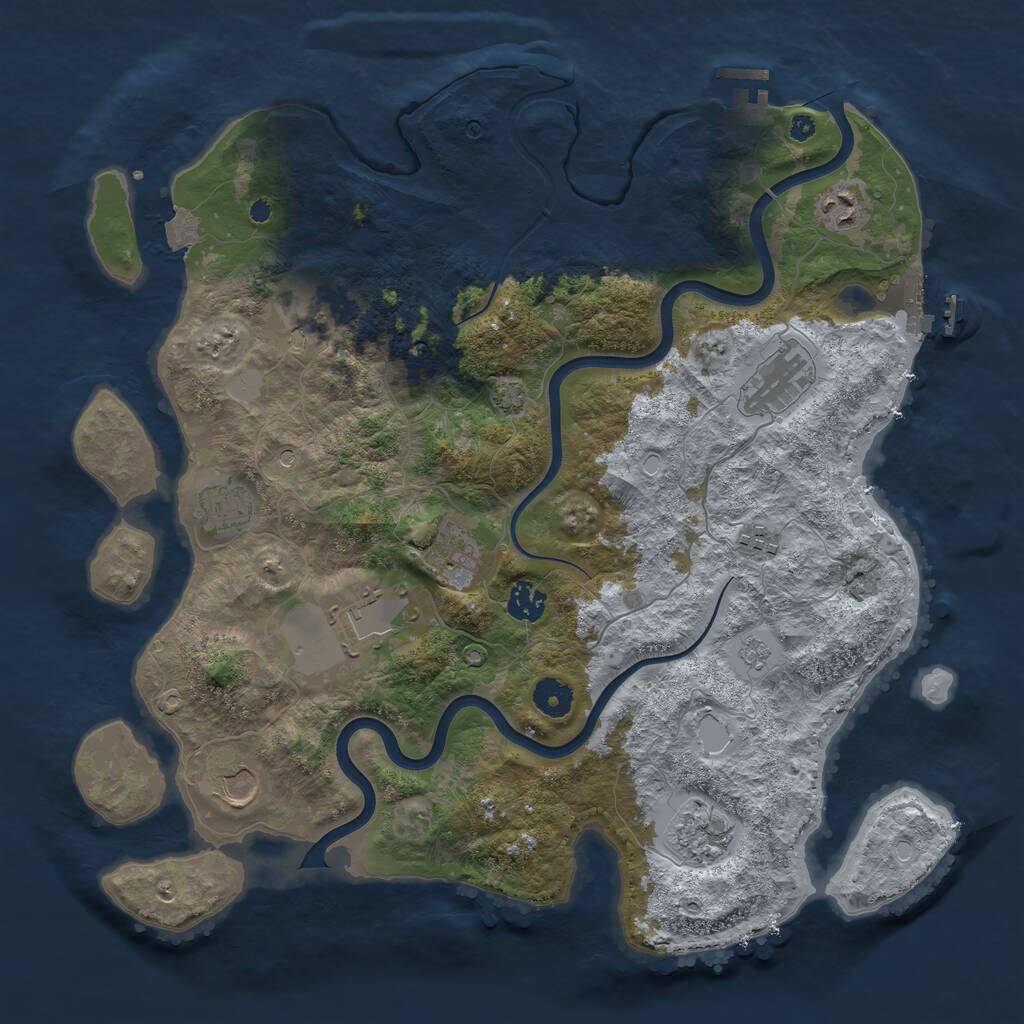 Rust Map: Procedural Map, Size: 3950, Seed: 813228942, 16 Monuments
