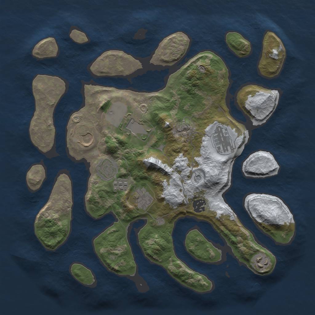 Rust Map: Barren, Size: 3500, Seed: 5575993, 11 Monuments