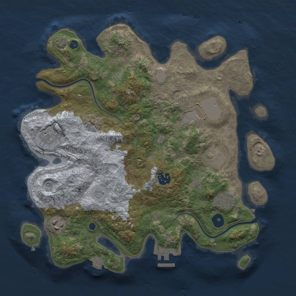 Rust Map: Procedural Map, Size: 3500, Seed: 441076, 11 Monuments