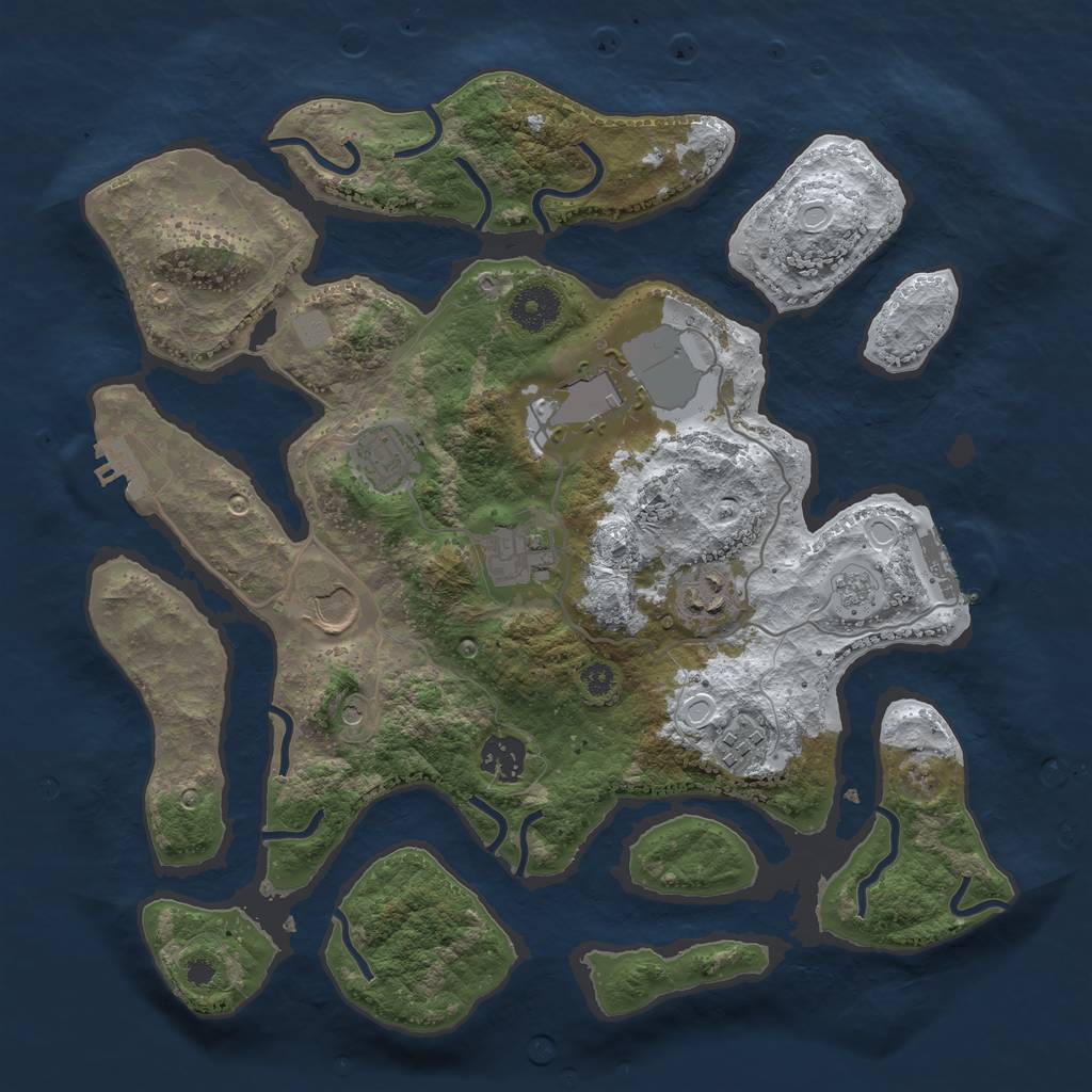 Rust Map: Procedural Map, Size: 3500, Seed: 173886, 16 Monuments