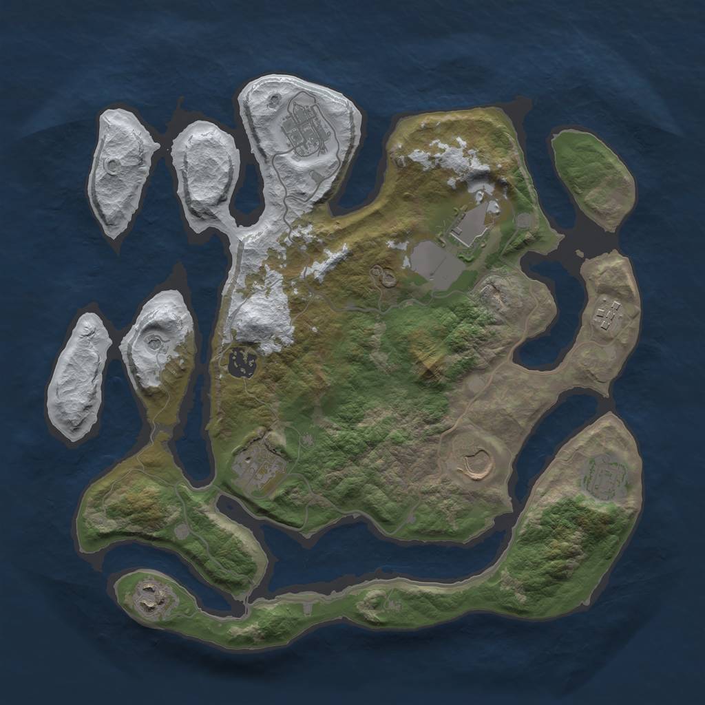 Rust Map: Barren, Size: 3500, Seed: 3822514, 11 Monuments