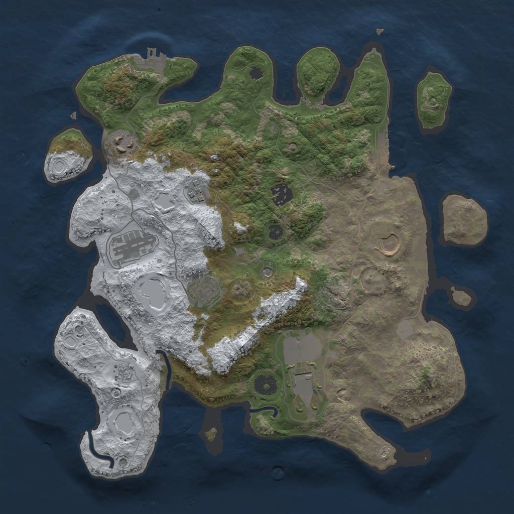 Rust Map: Procedural Map, Size: 3500, Seed: 1531397, 16 Monuments