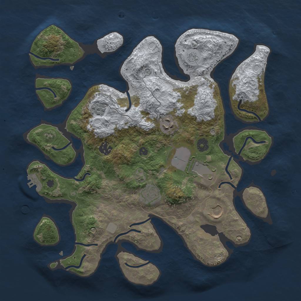 Rust Map: Procedural Map, Size: 3500, Seed: 3224724, 14 Monuments
