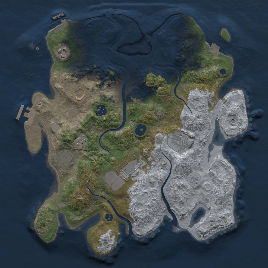 Rust Map: Procedural Map, Size: 3500, Seed: 1370816, 13 Monuments