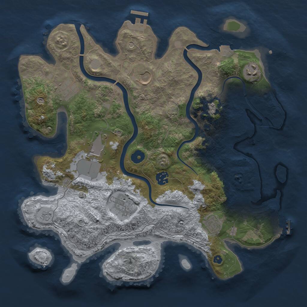 Rust Map: Procedural Map, Size: 3500, Seed: 4122342, 14 Monuments