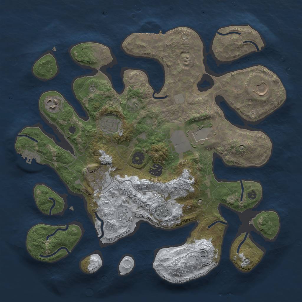 Rust Map: Procedural Map, Size: 3500, Seed: 1876427201, 16 Monuments