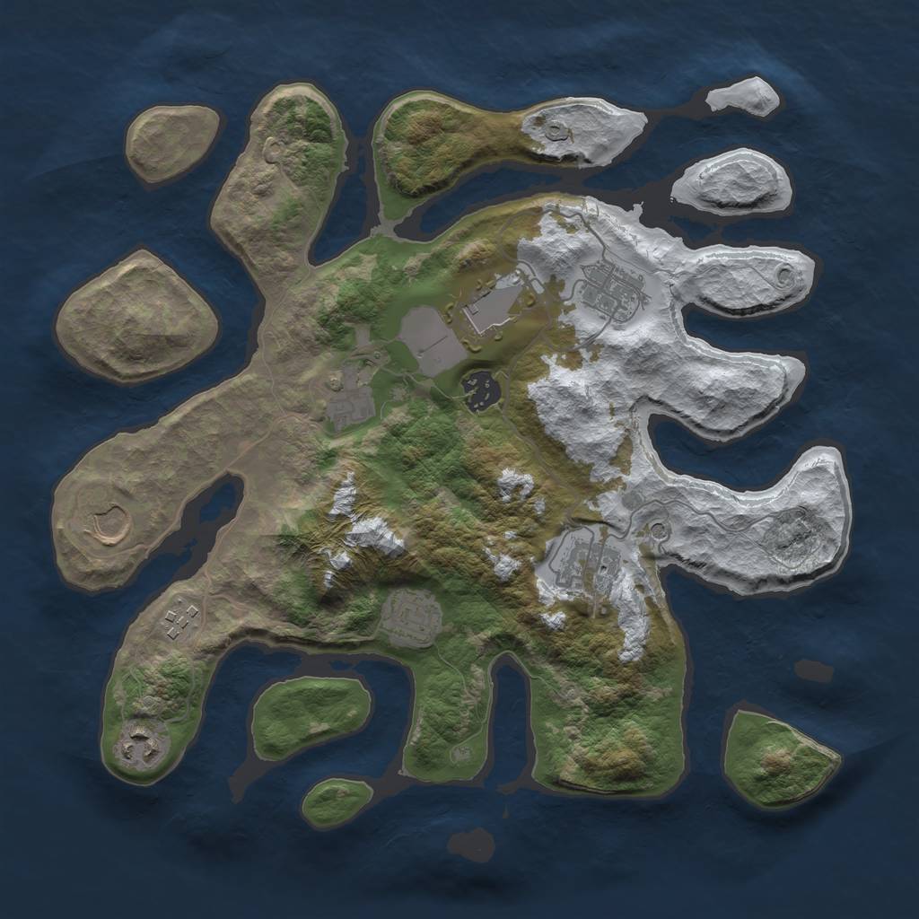 Rust Map: Barren, Size: 3500, Seed: 5839103, 12 Monuments
