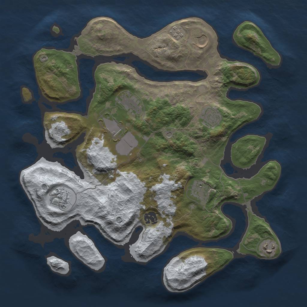 Rust Map: Barren, Size: 3500, Seed: 6387858, 12 Monuments