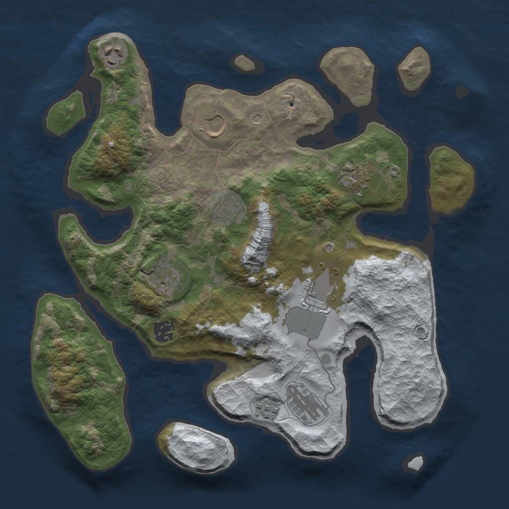 Rust Map: Barren, Size: 3500, Seed: 5886989, 12 Monuments