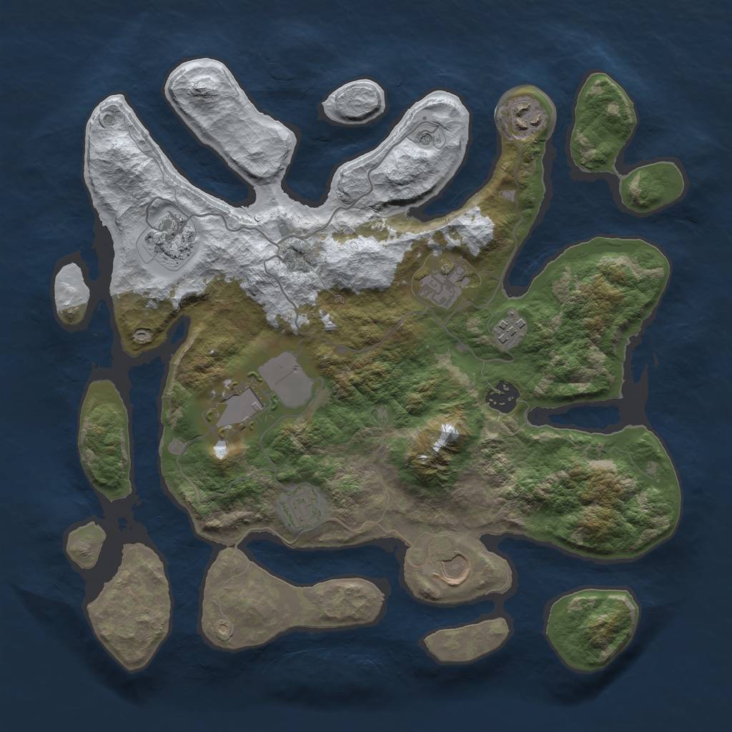 Rust Map: Barren, Size: 3500, Seed: 139287, 11 Monuments