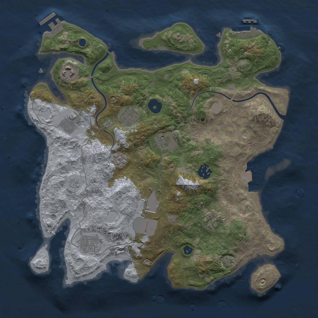 Rust Map: Procedural Map, Size: 3500, Seed: 2475729, 15 Monuments