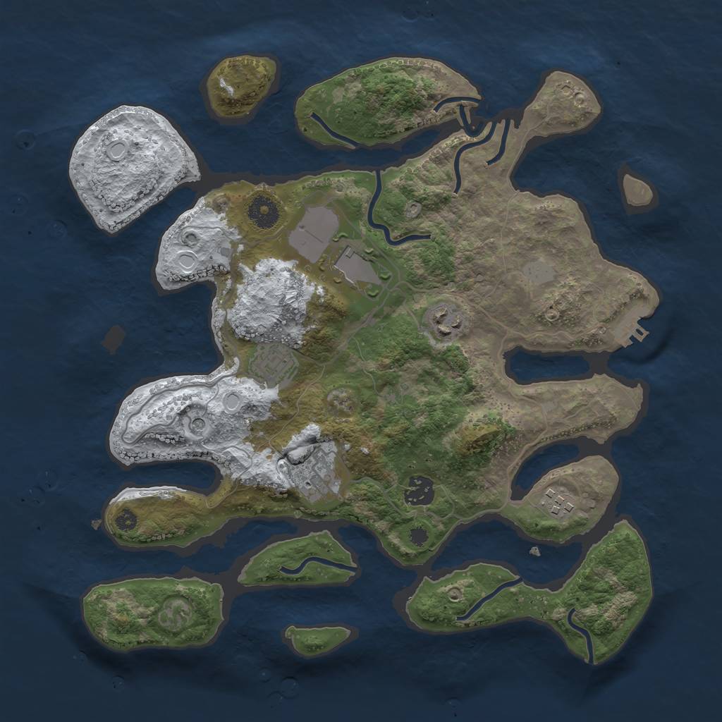 Rust Map: Procedural Map, Size: 3500, Seed: 4645409, 13 Monuments