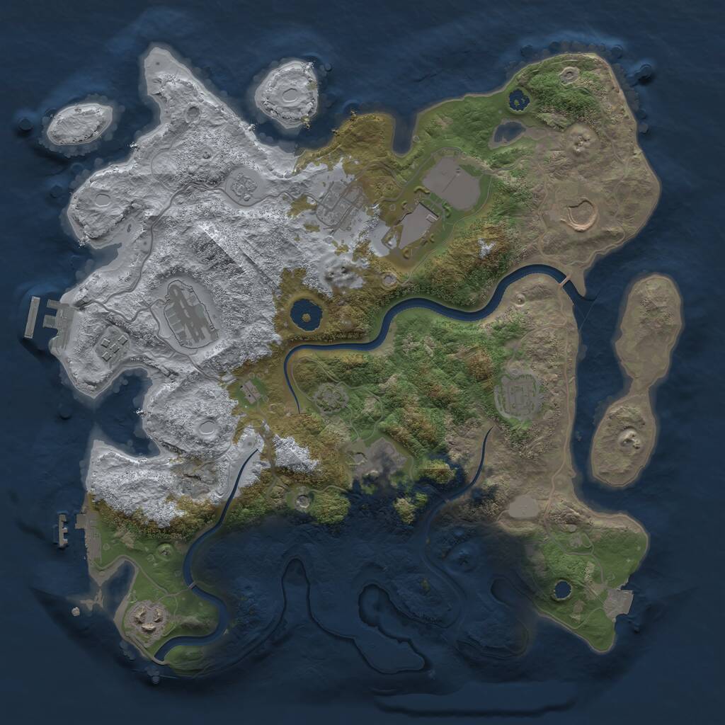 Rust Map: Procedural Map, Size: 3500, Seed: 2205282, 14 Monuments