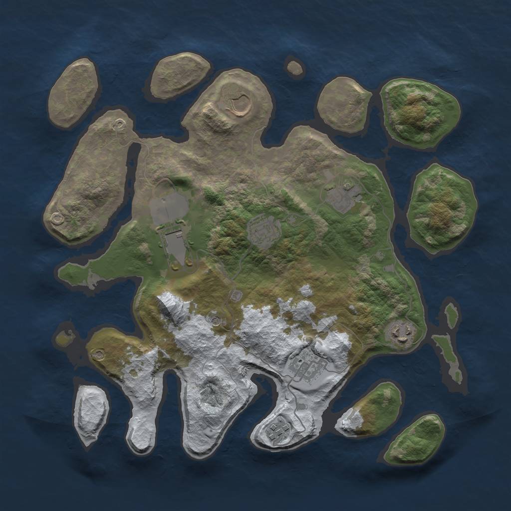 Rust Map: Barren, Size: 3500, Seed: 62708, 10 Monuments