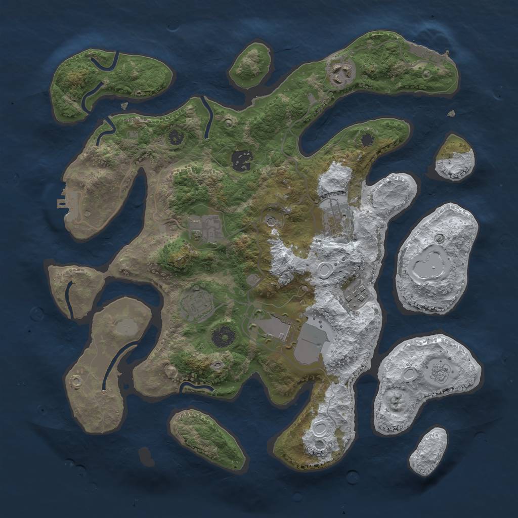 Rust Map: Procedural Map, Size: 3500, Seed: 3263545, 16 Monuments