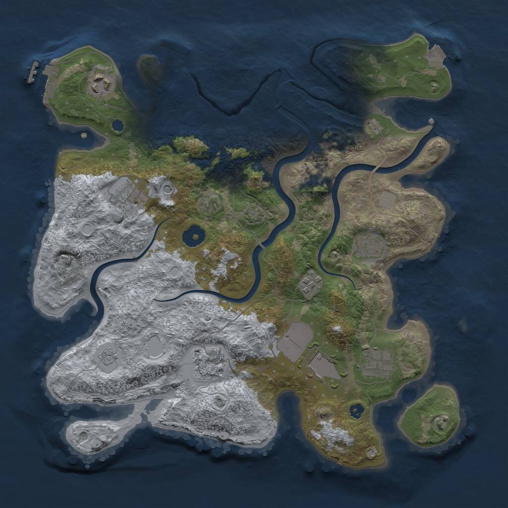 Rust Map: Procedural Map, Size: 3500, Seed: 262091, 13 Monuments